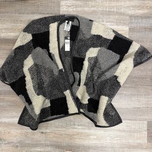BCBGMaxAzria "Rudy" Black/Comb Women’s Wool Blanket Poncho-One Size *NEW w tags*